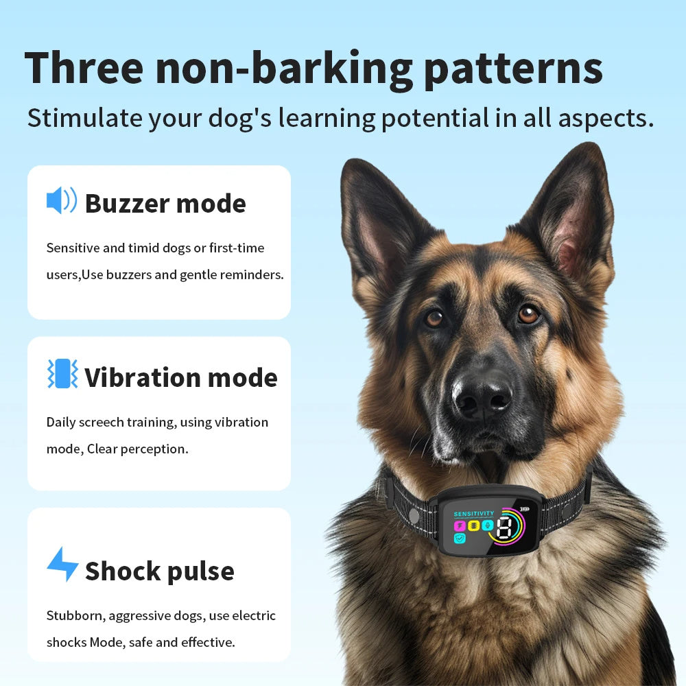 Smart Automatic Anti Barking Dog Collar Rechargeable Bark Stopper Stop Barking HD Digital Display IP67 Waterproof Collar For Dogs Pet Products Smart Automatic Anti Barking Dog Collar Rechargeable Bark Stopper Stop Barking HD Digital Display IP67 Waterproof Collar For Dogs Pet Products